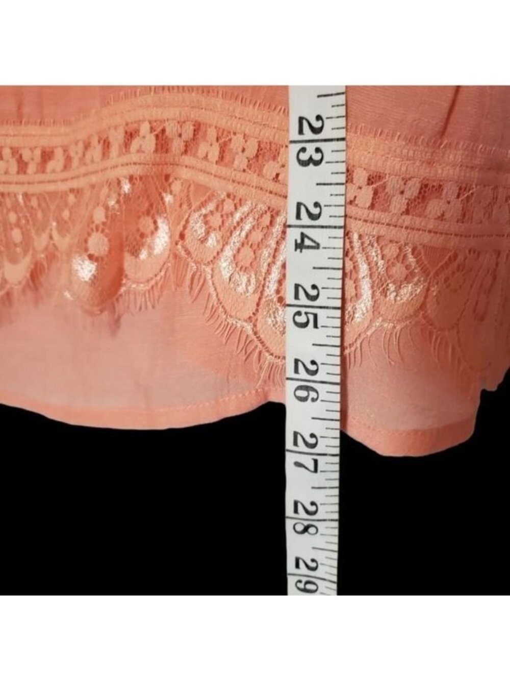 Melissa Paige Sleeveless Blouse W/Feminine Crochet Lace Trim Soft Peach Medium - Picture 8 of 8